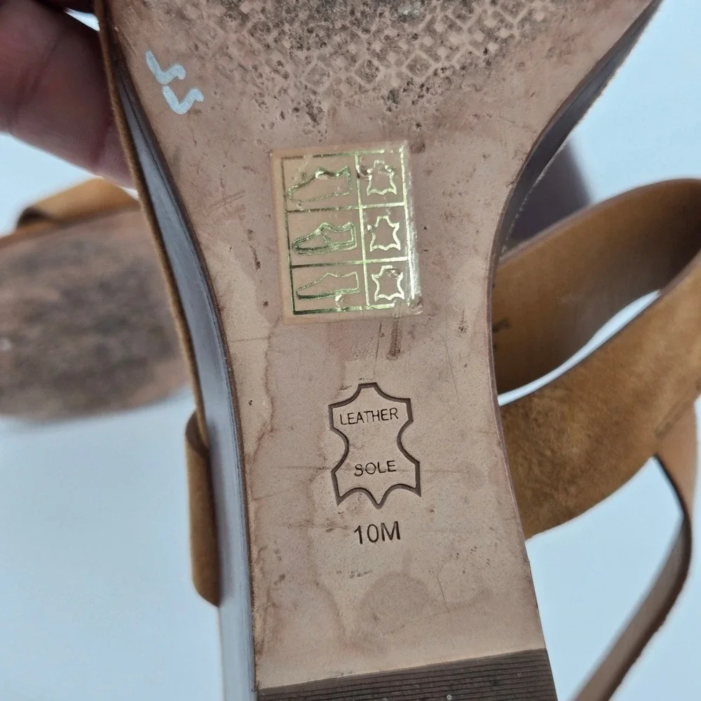 Tory Burch Mini Benton 65mm Wedge Sandal Kid Suede Amaretto Brown Women Size 10M